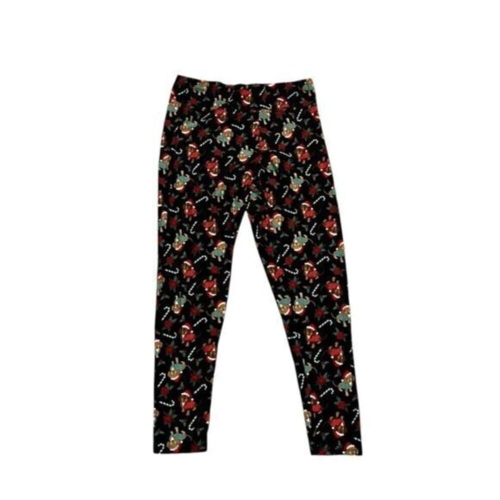 Festive Kids Leggings - Black with Holiday Print